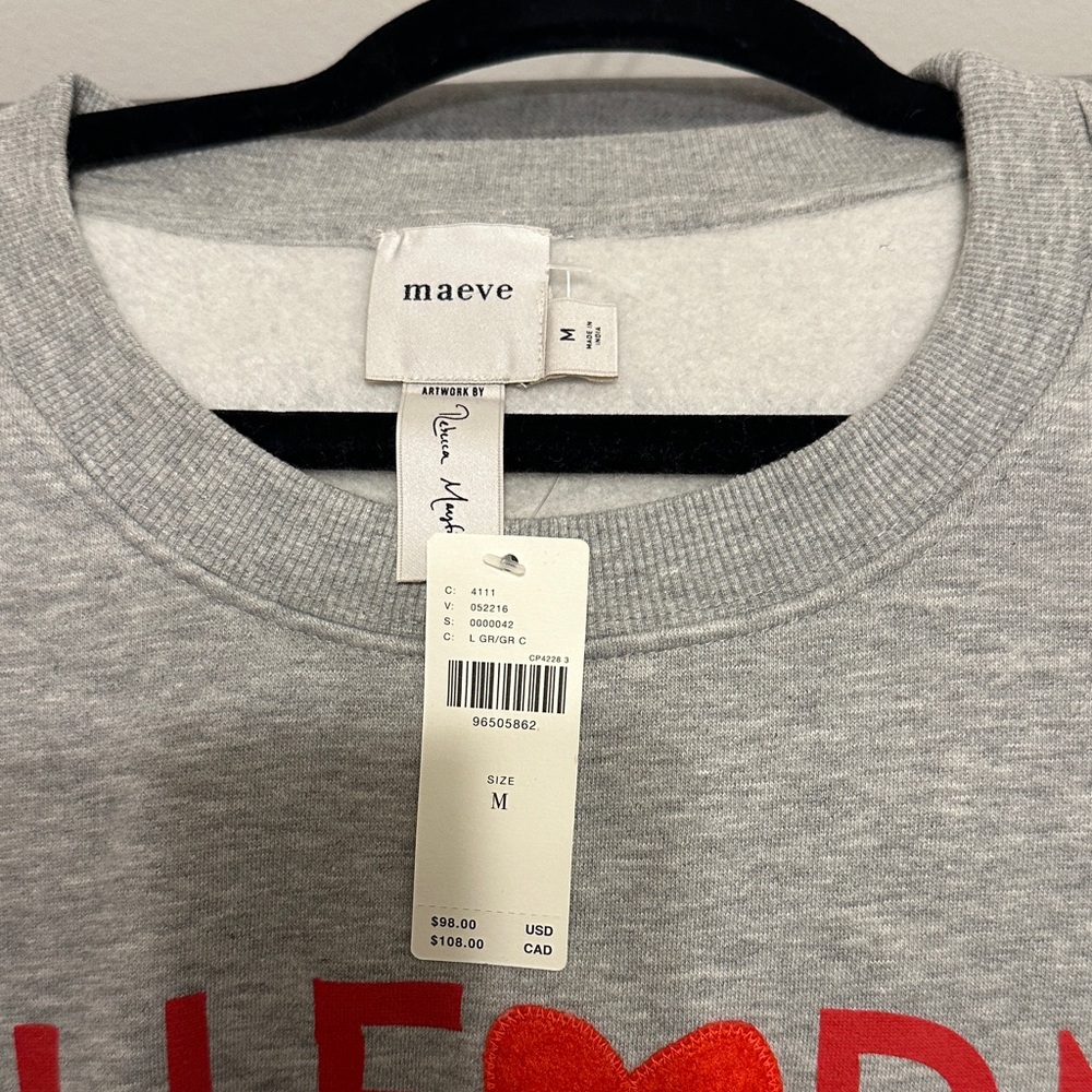 NWT! Anthropologie x Brandy Melville Gray California Heart Sweater - Picture 2 of 3
